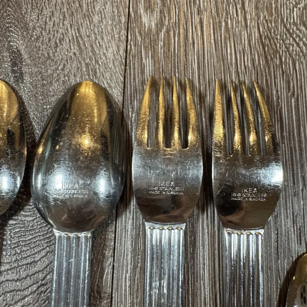 Lot of 12 IKEA Strateg Knives Spoons Forks Flatware Ribbed Ehlen Johansson 1990s